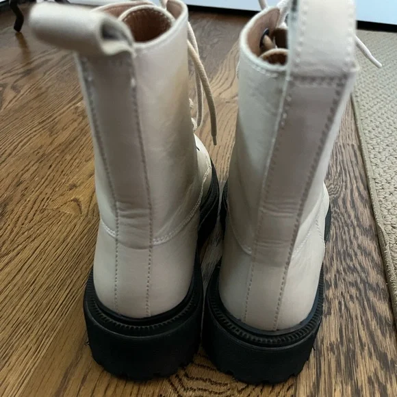 Madewell Rayna Lace Up Cream Lug Sole Combat Boots Size 7 - Picture 6 of 13